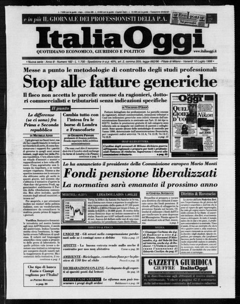 Italia oggi : quotidiano di economia finanza e politica